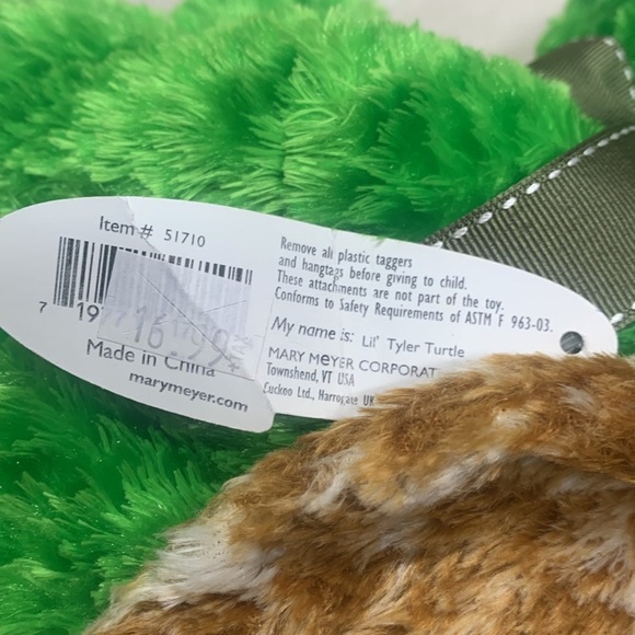 12" Mary Meyer Lil' Tyler Turtle #51710 plush stuff animal - Picture 10 of 10